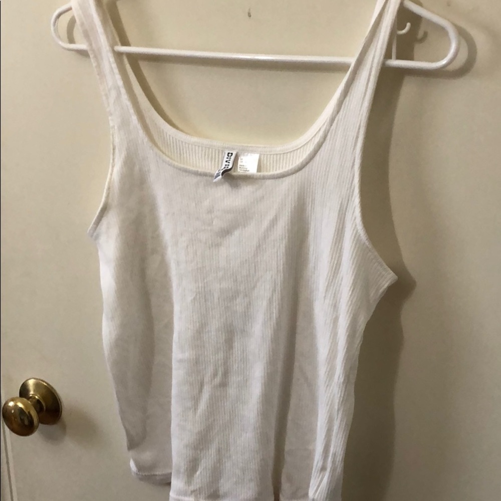 White ribbed tank large